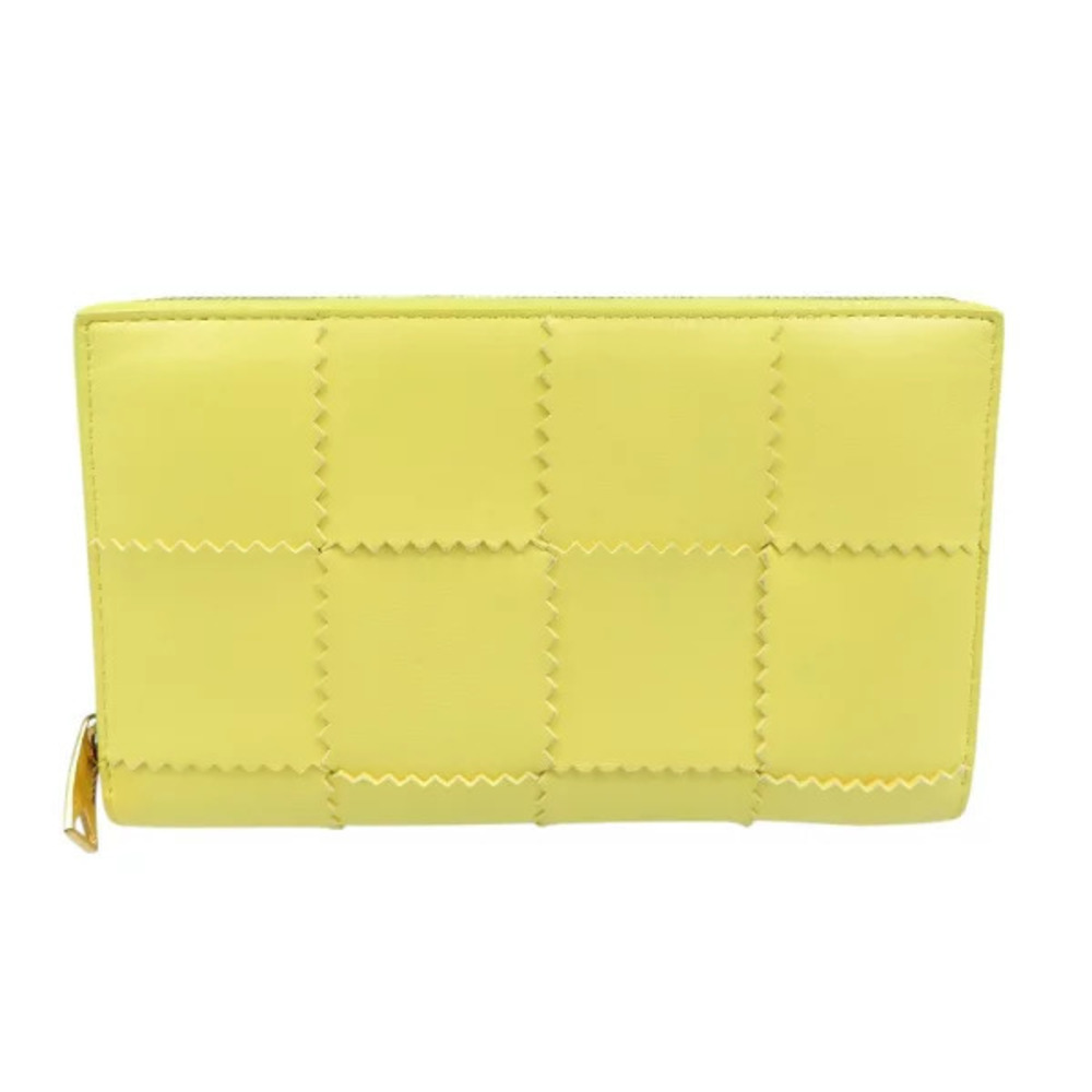 Bottega Veneta Cassette Zip Around Wallet Leather Yellow Long